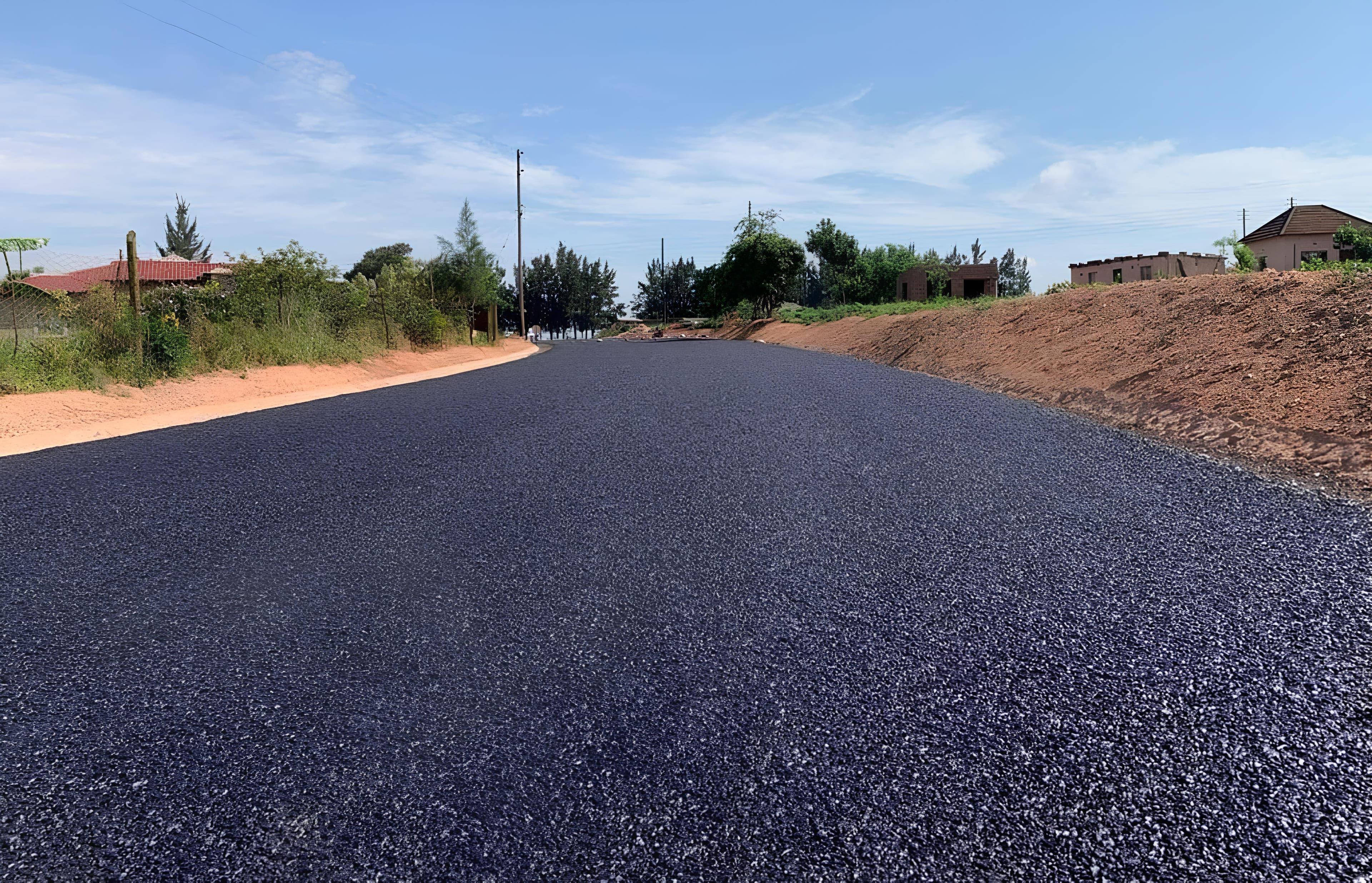 Freshly paved residential road