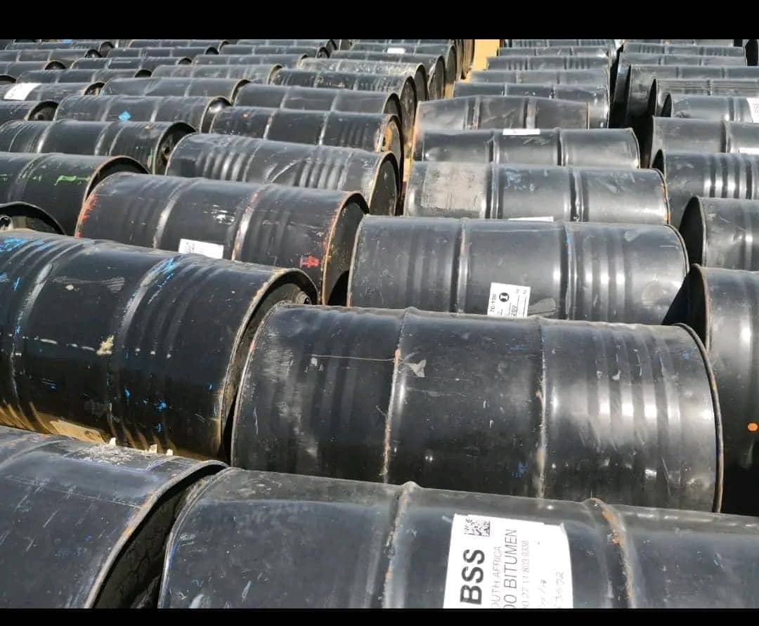 Bitumen drums close-up